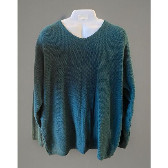 Vintage Structure Sweater Mens XL Blue Green Ramie/Cotton Oversized Relaxed Boxy - Picture 4 of 8